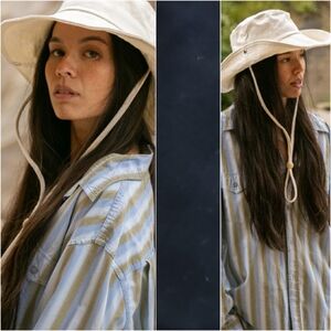 NEW! WYETH Birdie Black Cotton Twill Packable Bucket Hat UPF 50+.